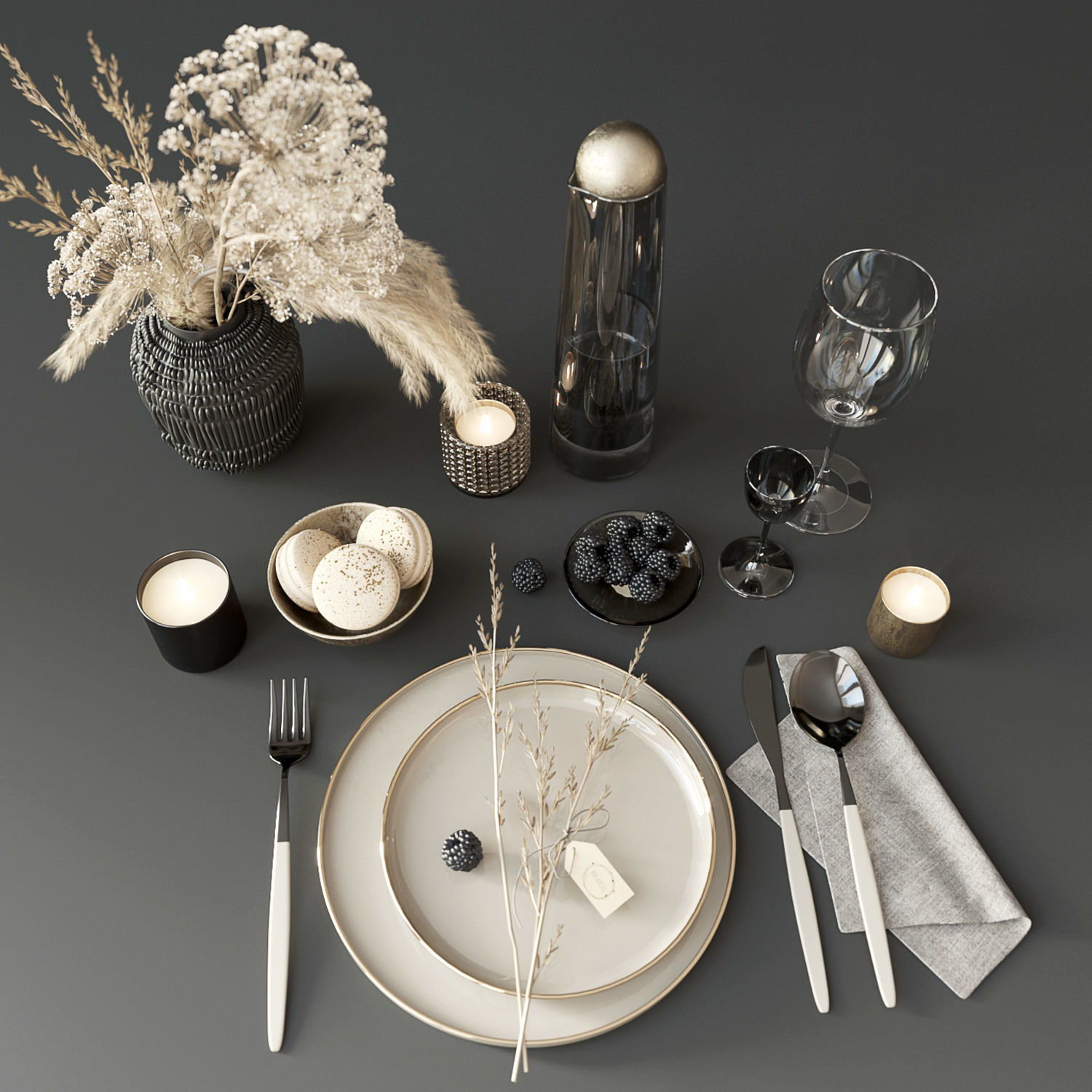 Tableware with heracleum 3D model_5