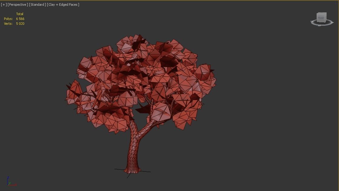 Amur Cork Tree Low-poly 3D model_5