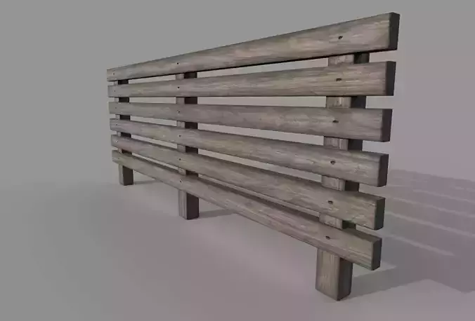 Wood Fence Low-poly 3D model Low-poly 3D model
