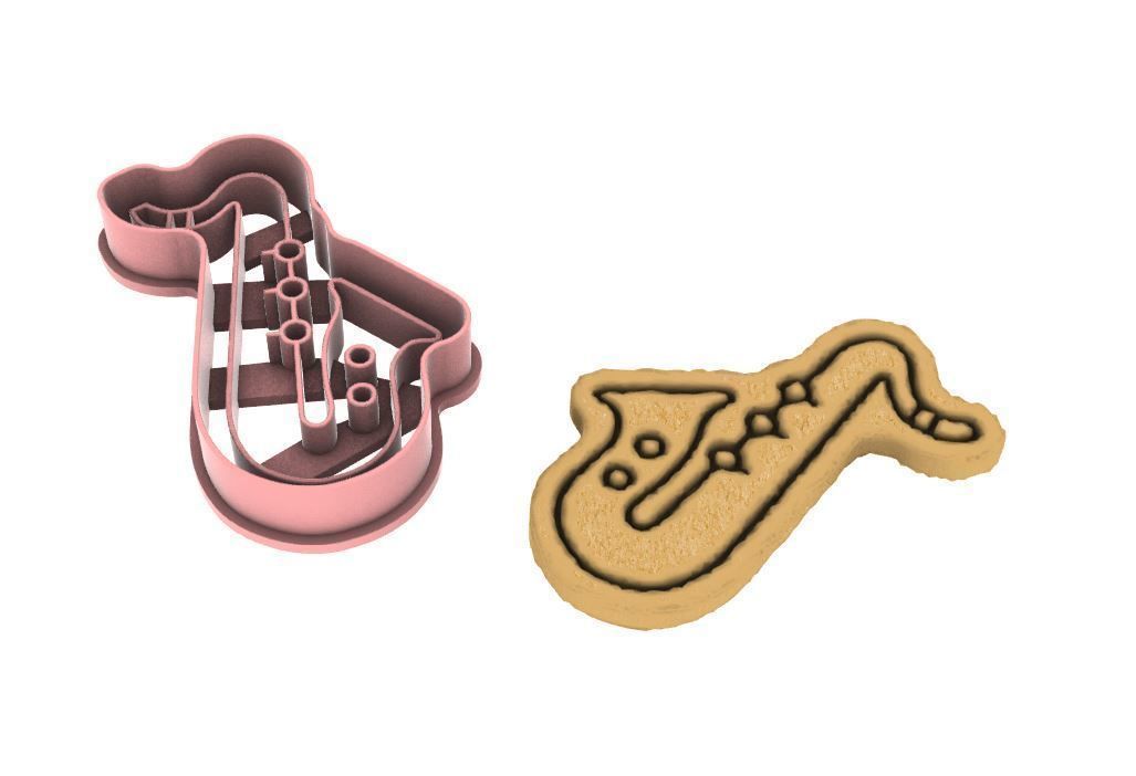 Saxophone cookie cutter 3D print model_5