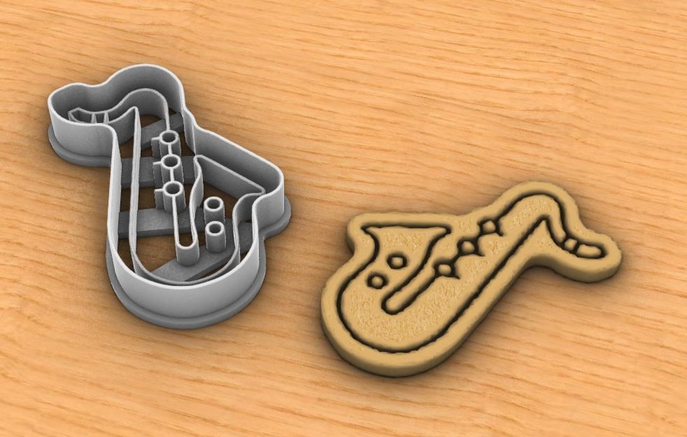 Saxophone cookie cutter 3D print model_4
