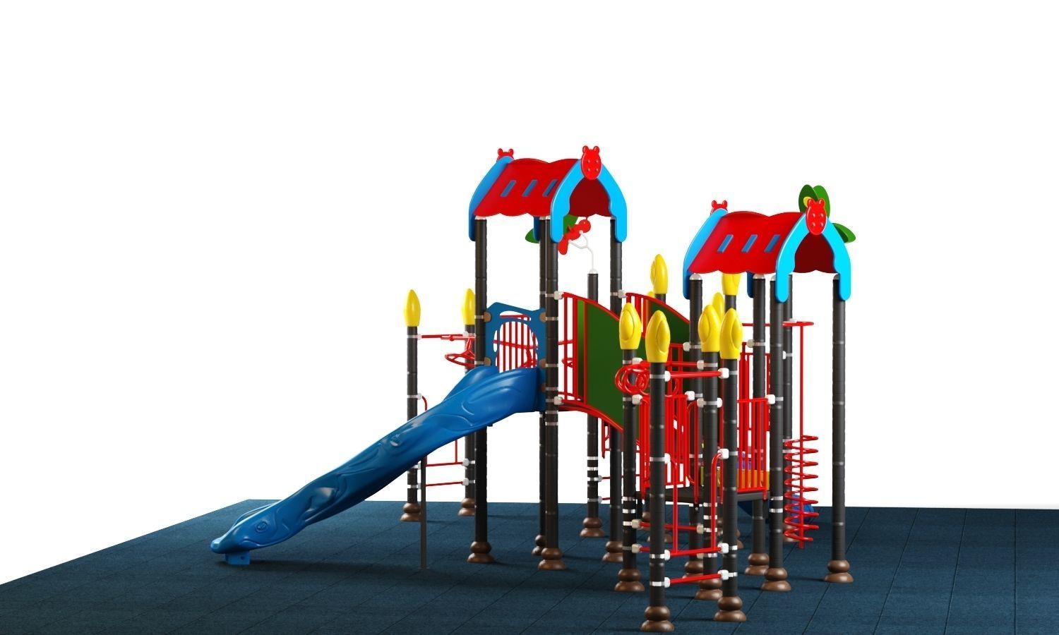 Kids playground equipment with slide climbing 08 3D model_3