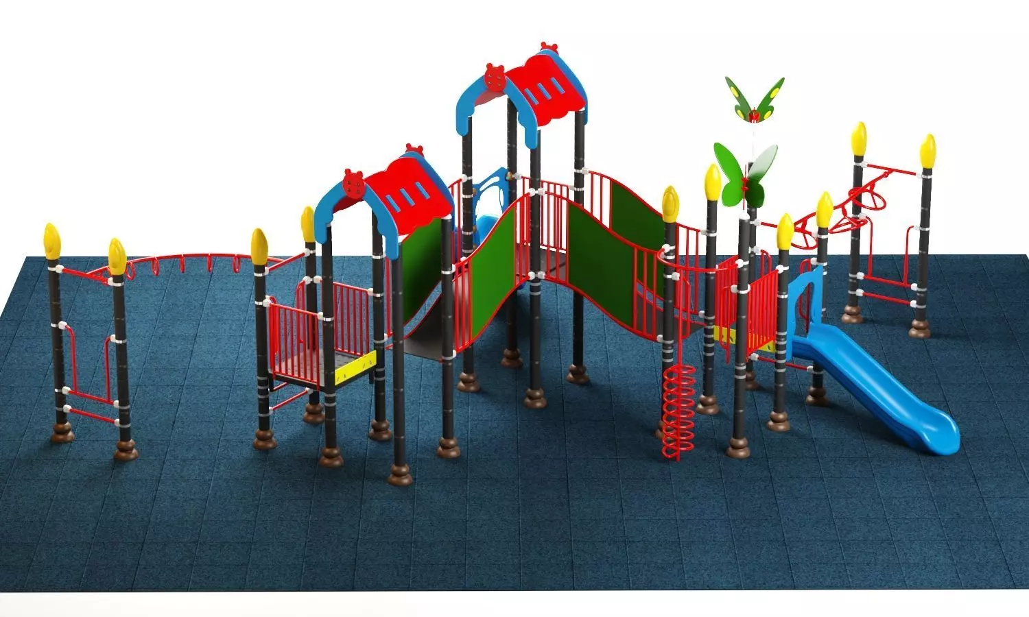 Kids playground equipment with slide climbing 08 3D model_0