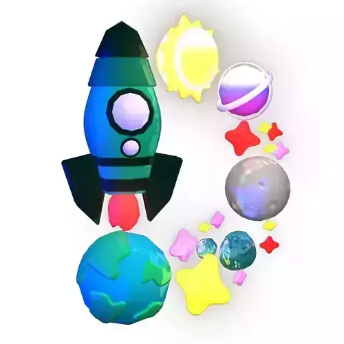 FONT D rocket with stars and planets