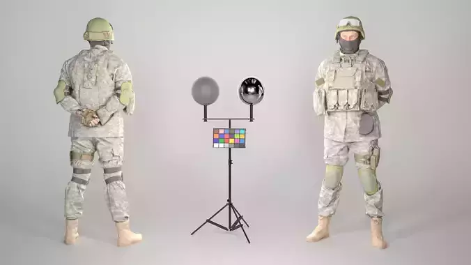 Military man in helmet and balaclava 103 Low-poly 3D model