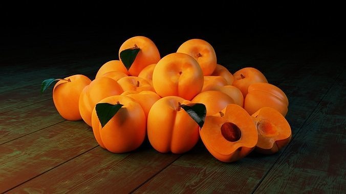 Apricot fruit animation 3D model 2