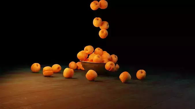 Apricot fruit animation 3D model