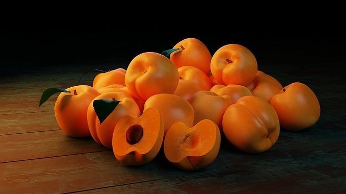Apricot fruit animation 3D model 3