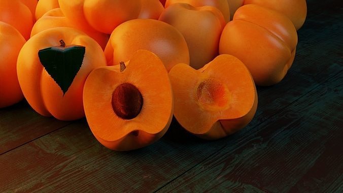 Apricot fruit animation 3D model 5