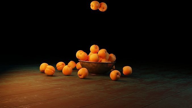 Apricot fruit animation 3D model 7