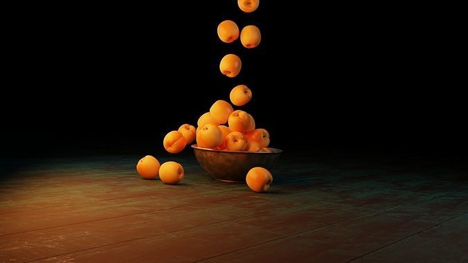 Apricot fruit animation 3D model 6