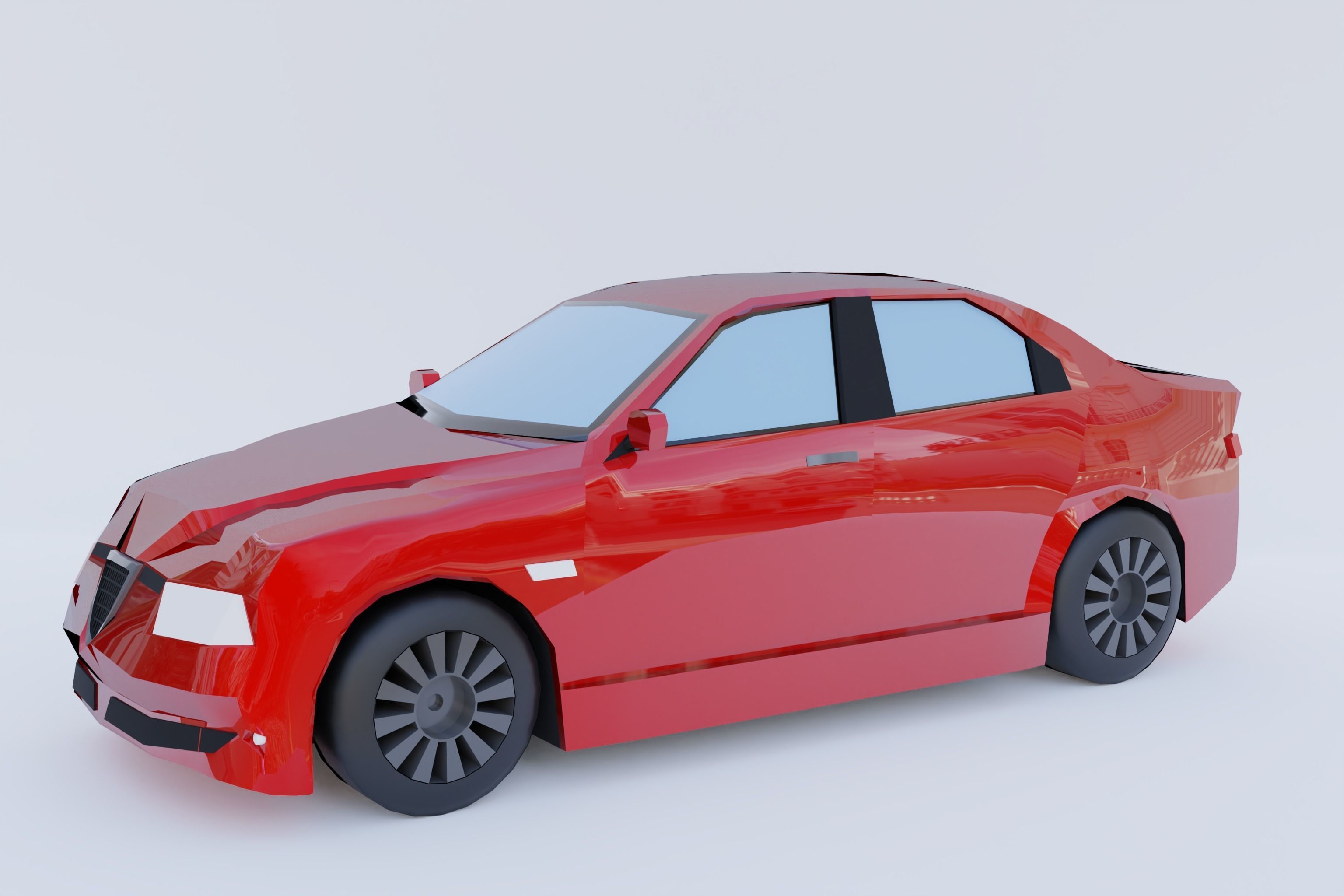 Red Car lowpoly Low-poly 3D model_1