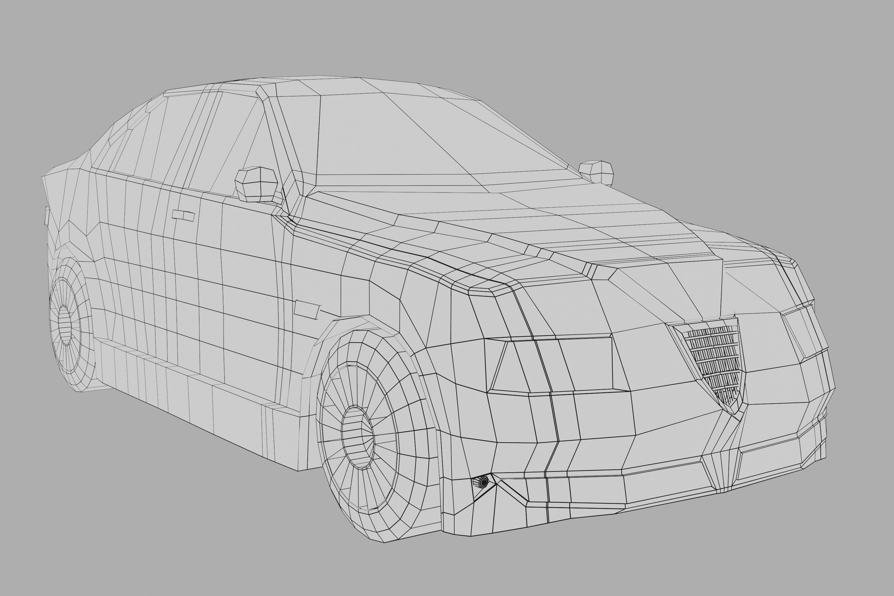 Red Car lowpoly Low-poly 3D model_11