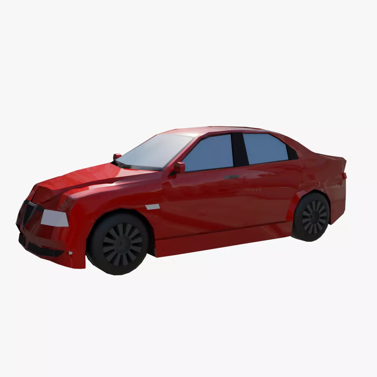 Red Car lowpoly Low-poly 3D model_0