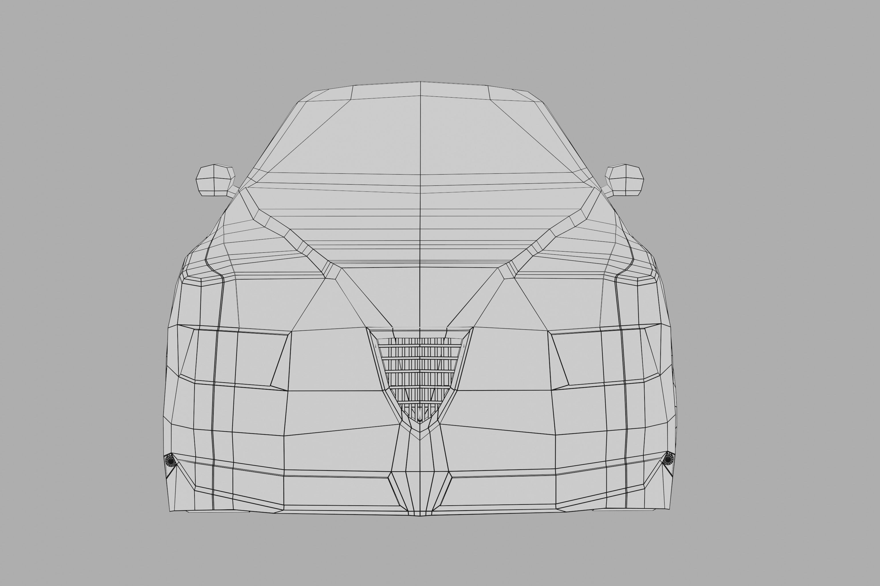 Red Car lowpoly Low-poly 3D model_10