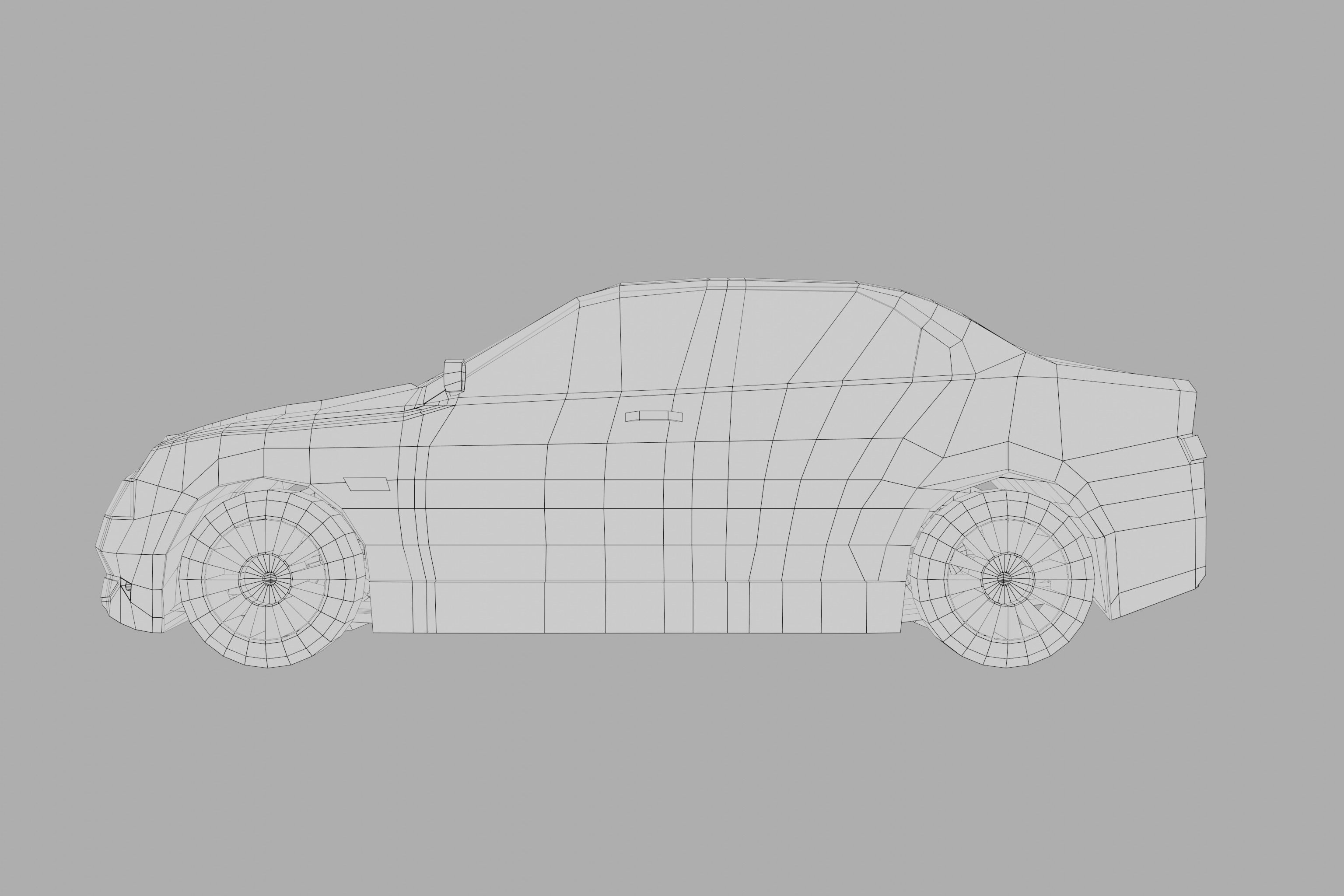 Red Car lowpoly Low-poly 3D model_8