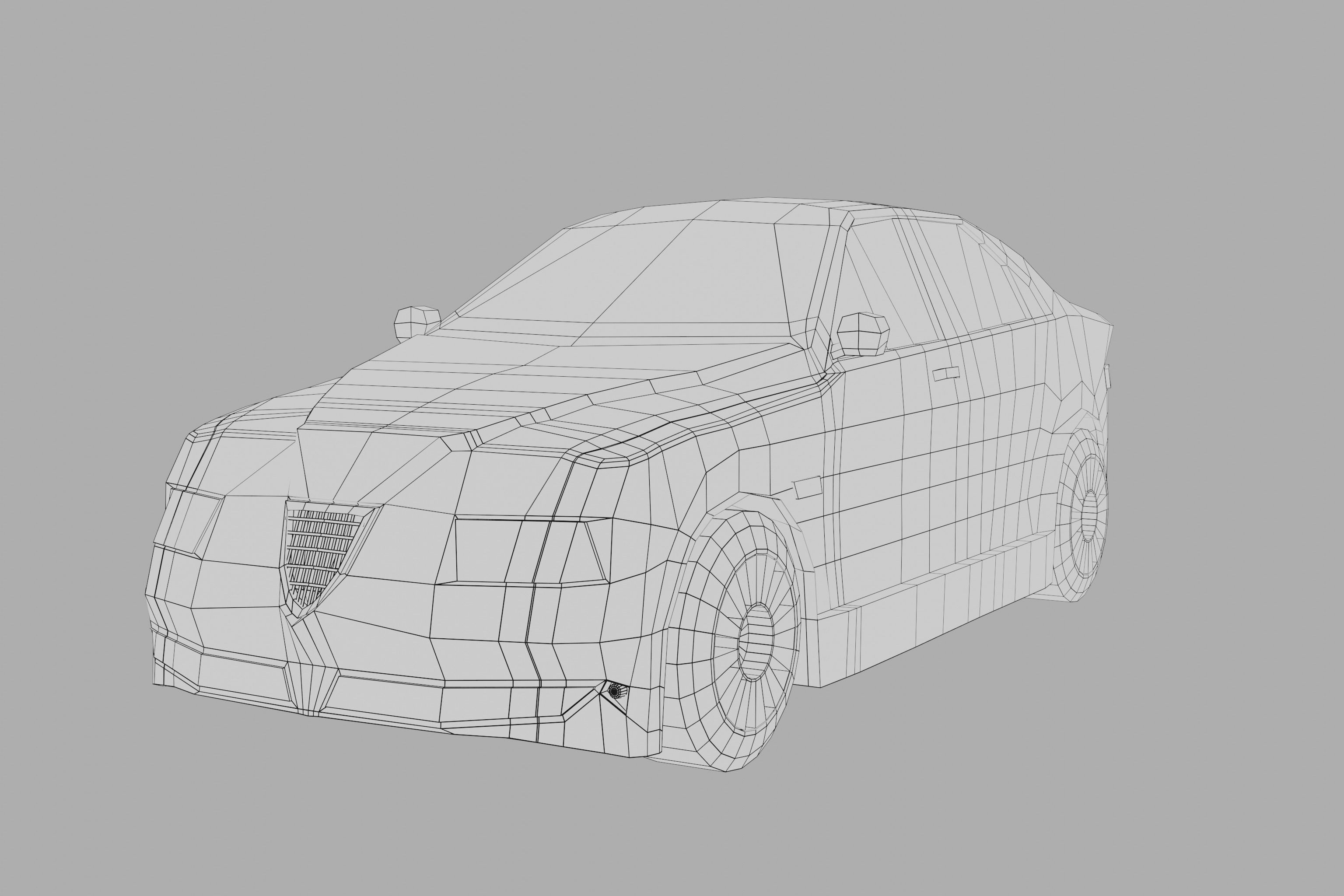 Red Car lowpoly Low-poly 3D model_9