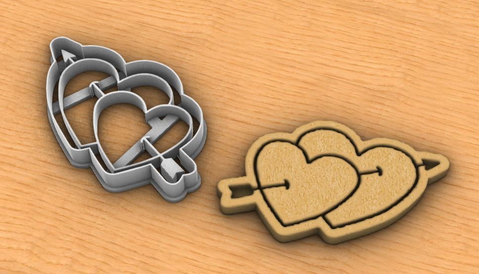Hearts cookie cutter 3D print model_4