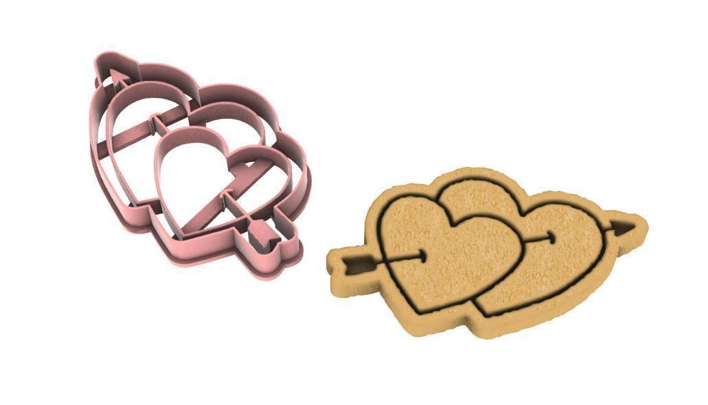 Hearts cookie cutter 3D print model_5