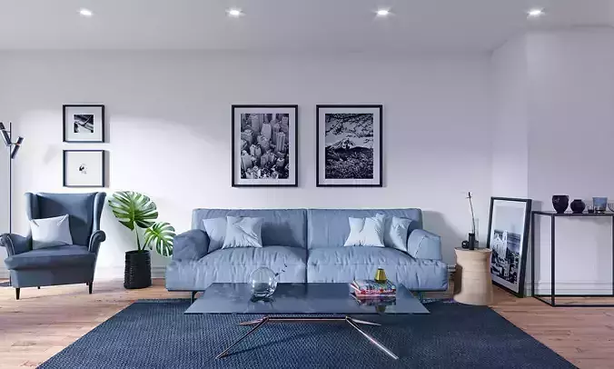 White Living Room Interior scene