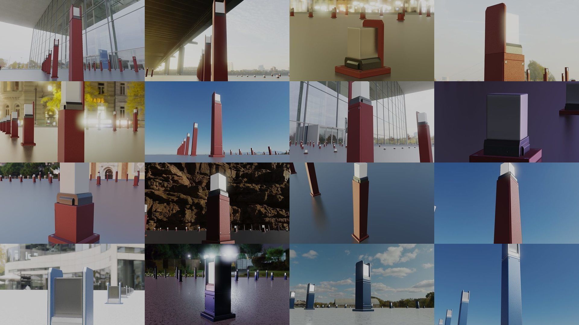 Street Light 8 Bollard All Versions 3D Model Collection_1