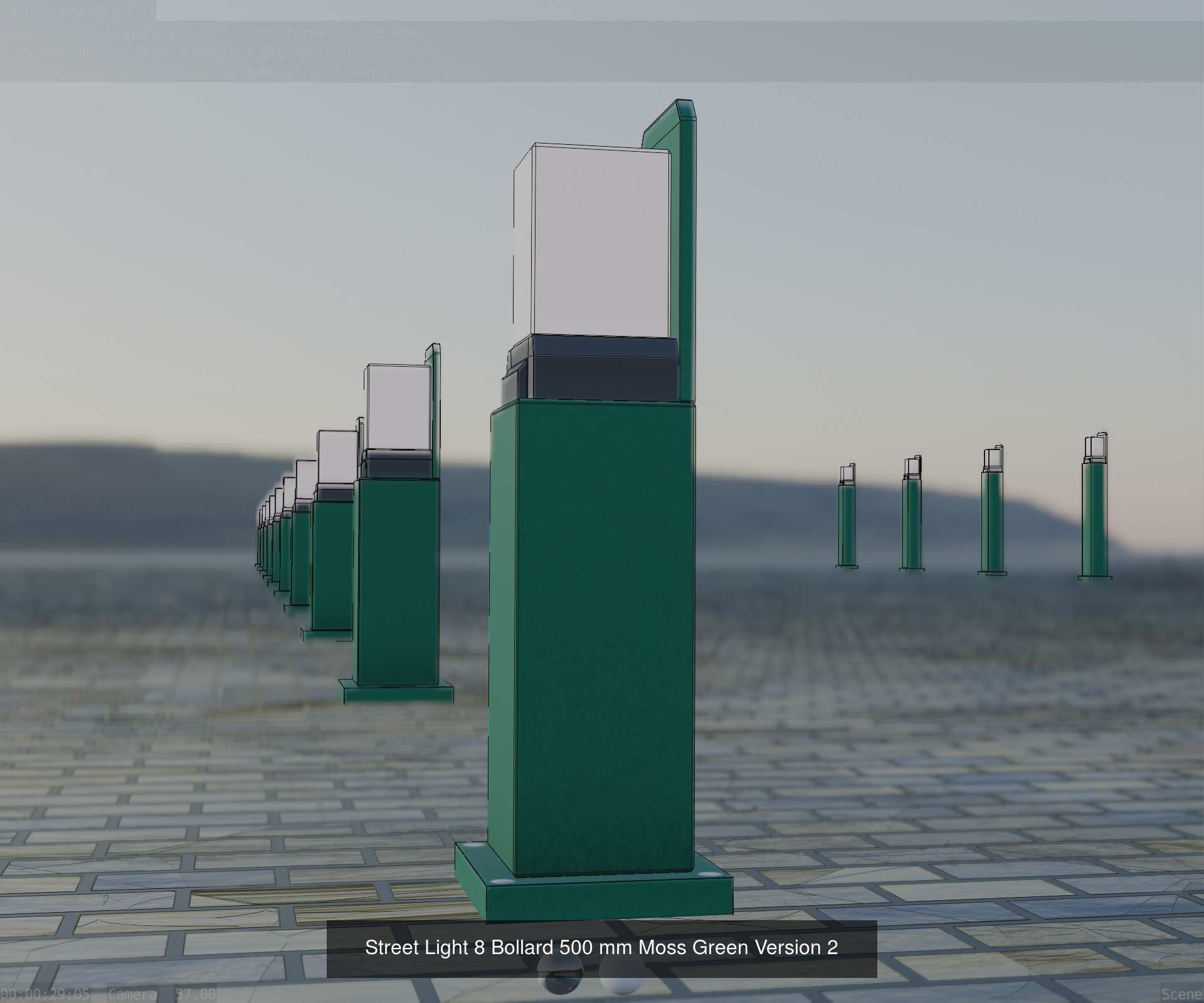 Street Light 8 Bollard All Versions 3D Model Collection_27