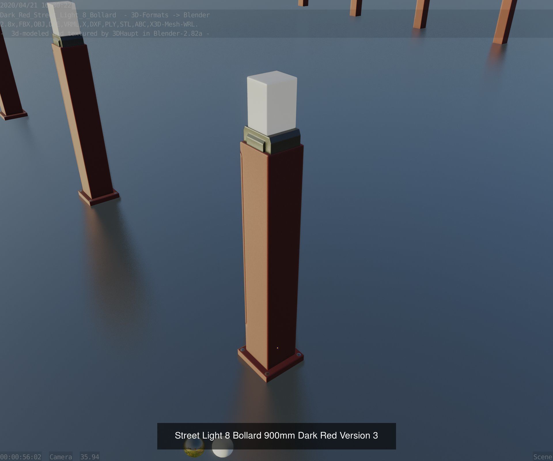 Street Light 8 Bollard All Versions 3D Model Collection_63