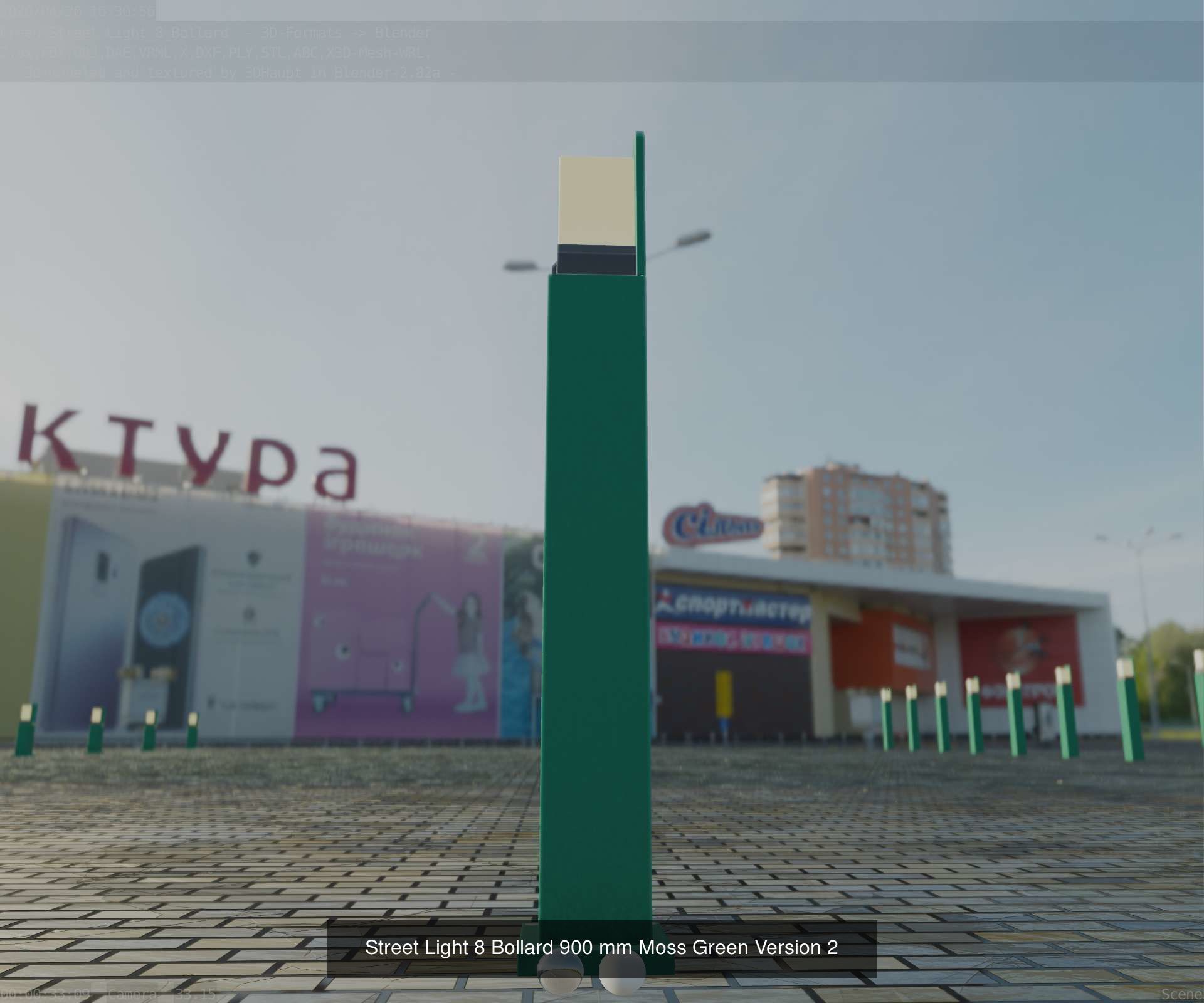 Street Light 8 Bollard All Versions 3D Model Collection_28