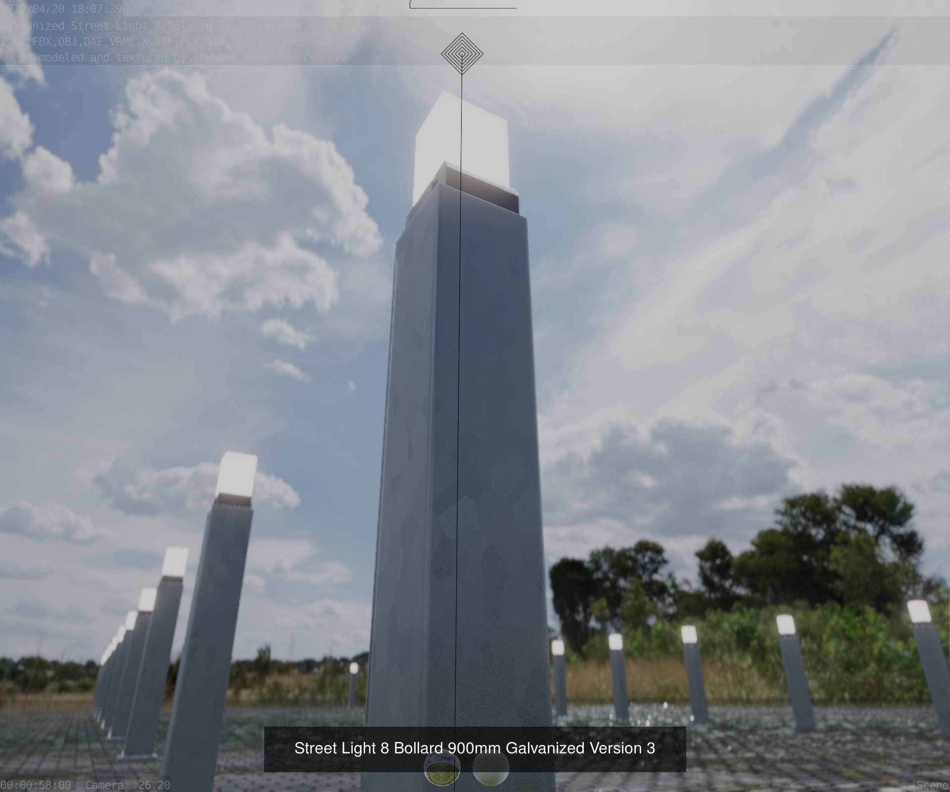 Street Light 8 Bollard All Versions 3D Model Collection_48