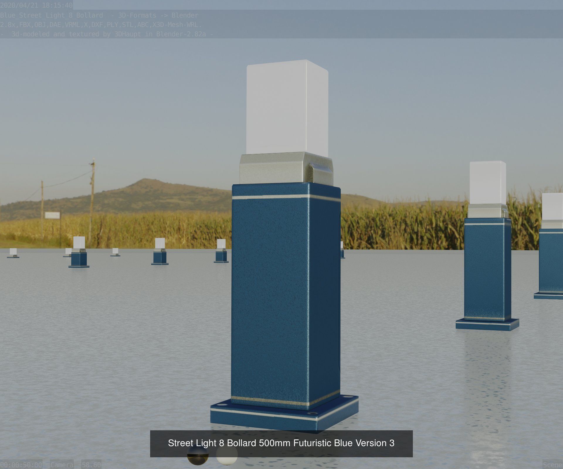 Street Light 8 Bollard All Versions 3D Model Collection_77