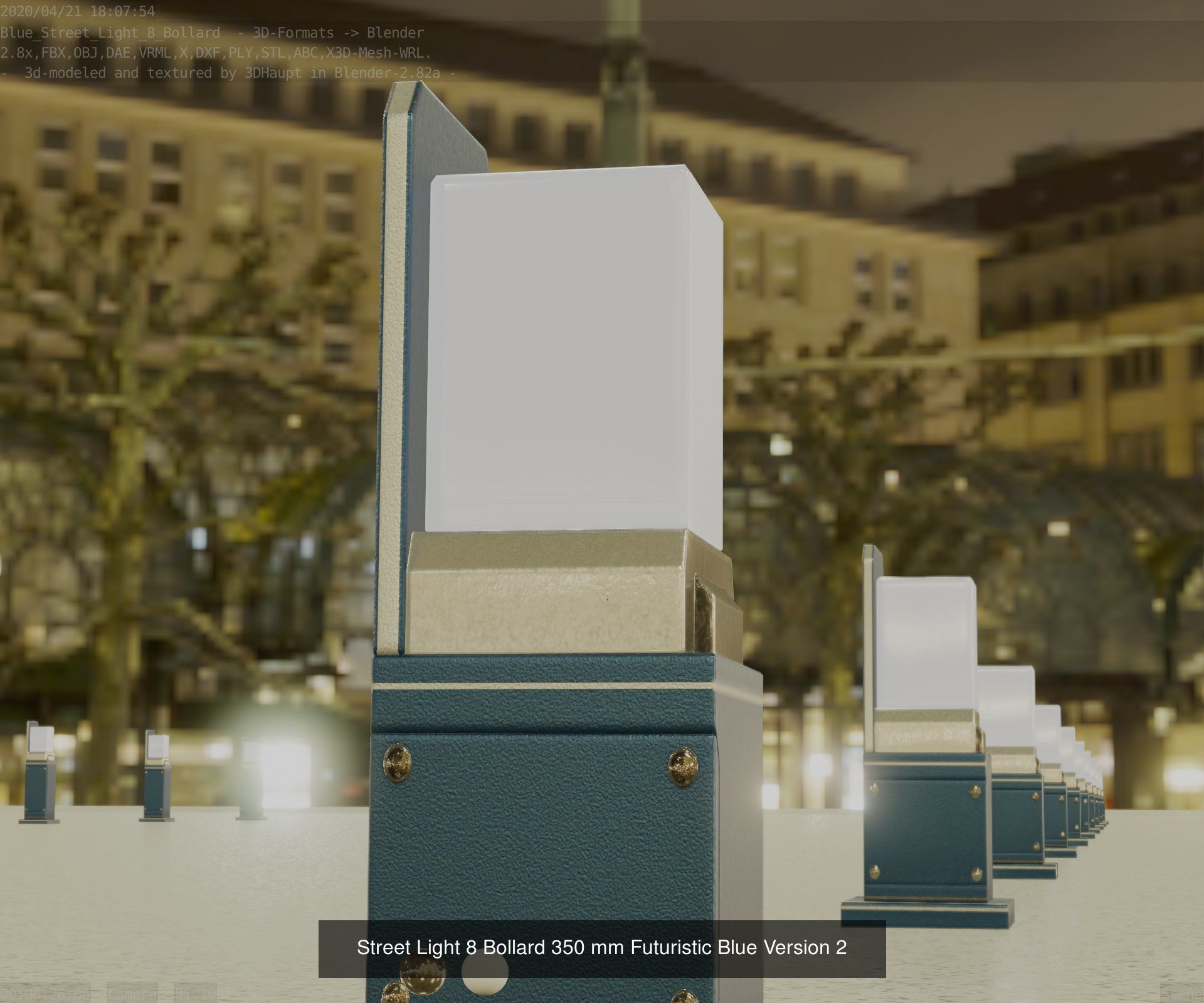 Street Light 8 Bollard All Versions 3D Model Collection_71