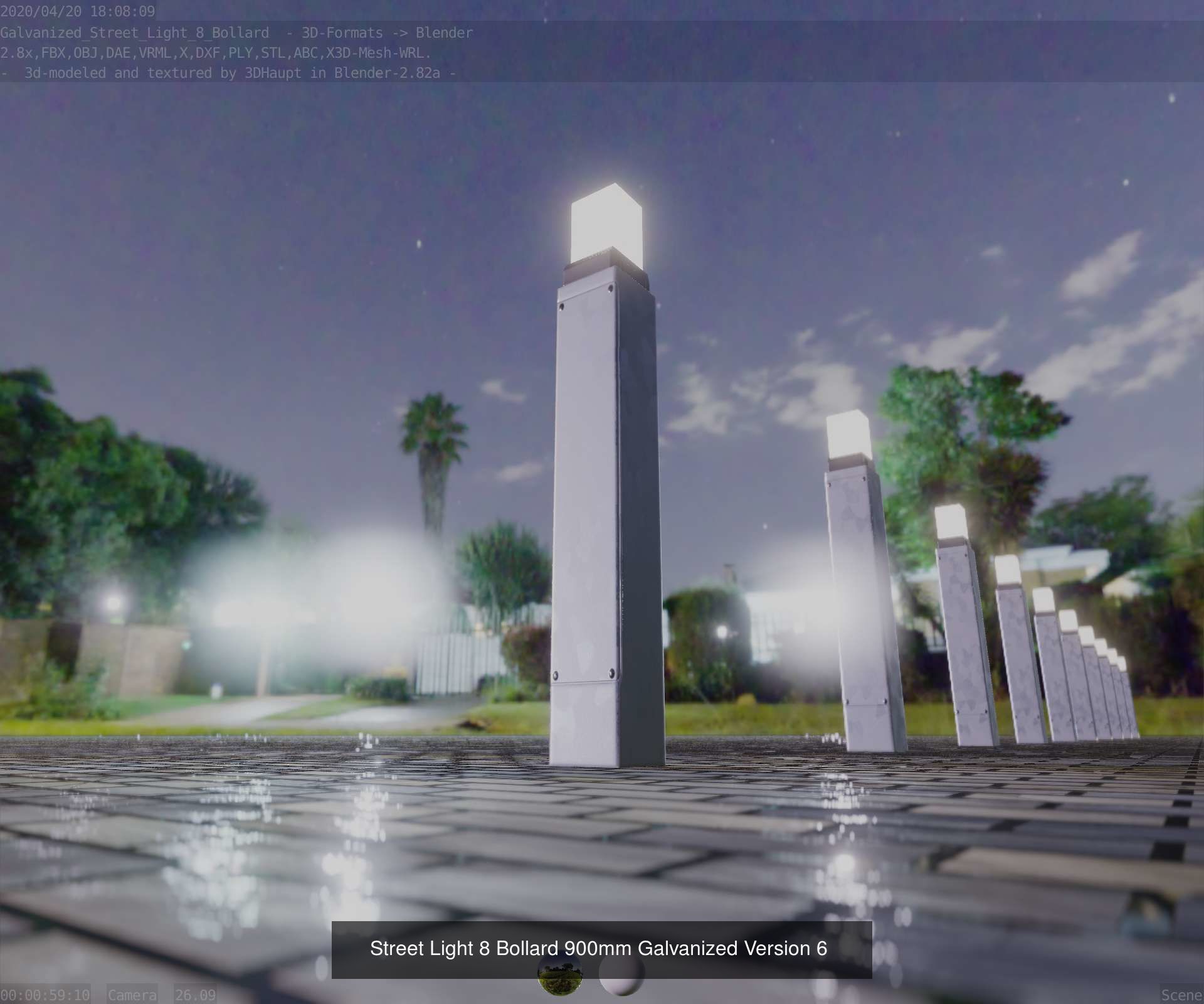 Street Light 8 Bollard All Versions 3D Model Collection_49