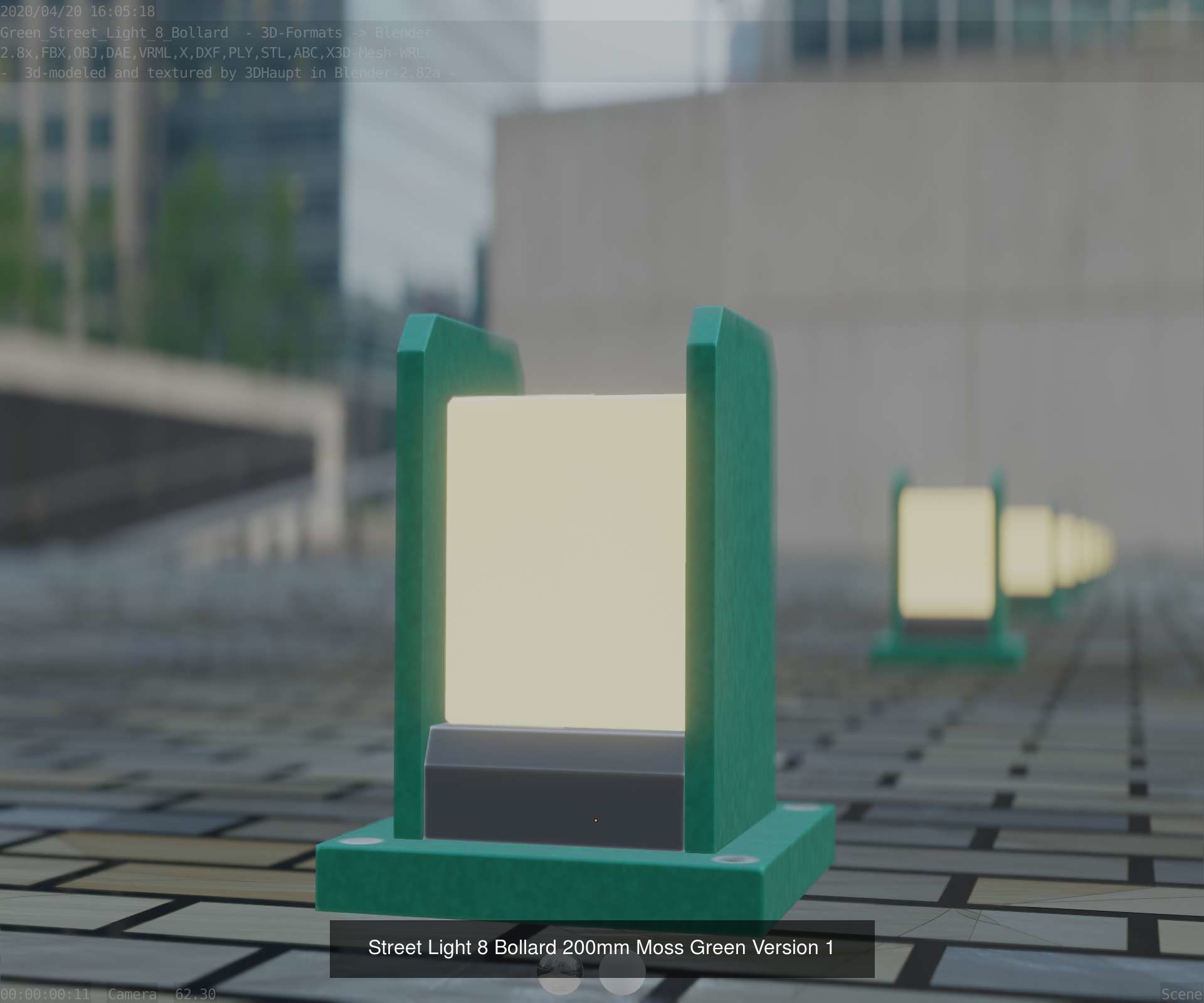Street Light 8 Bollard All Versions 3D Model Collection_20