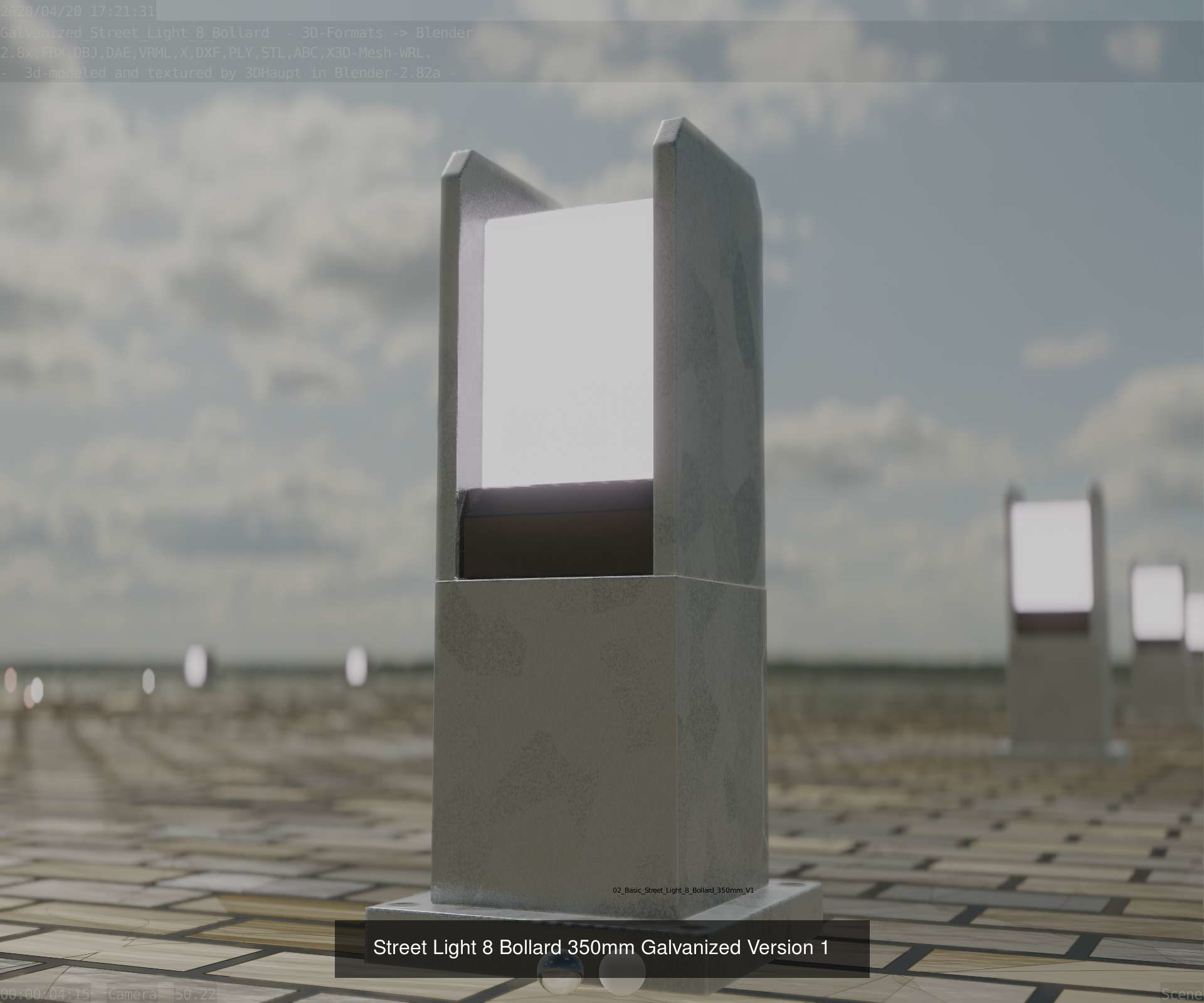 Street Light 8 Bollard All Versions 3D Model Collection_36