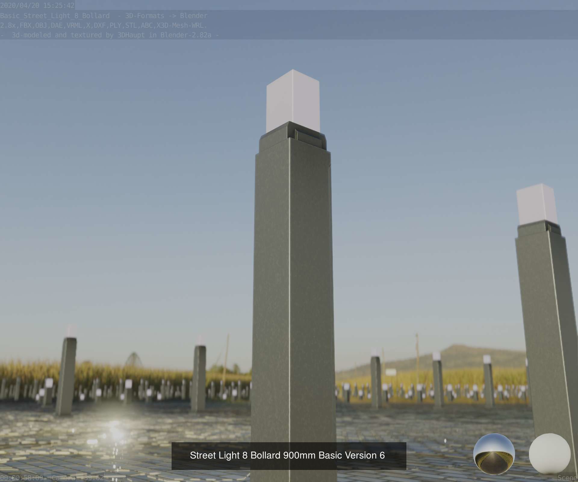 Street Light 8 Bollard All Versions 3D Model Collection_19