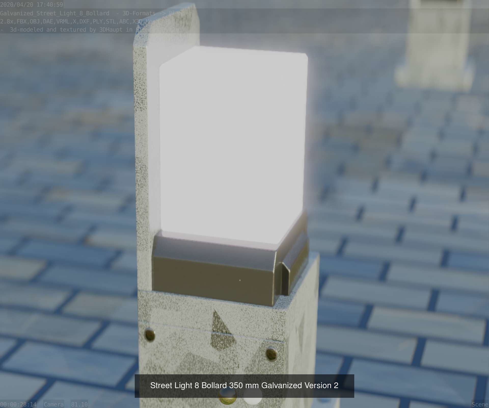 Street Light 8 Bollard All Versions 3D Model Collection_41