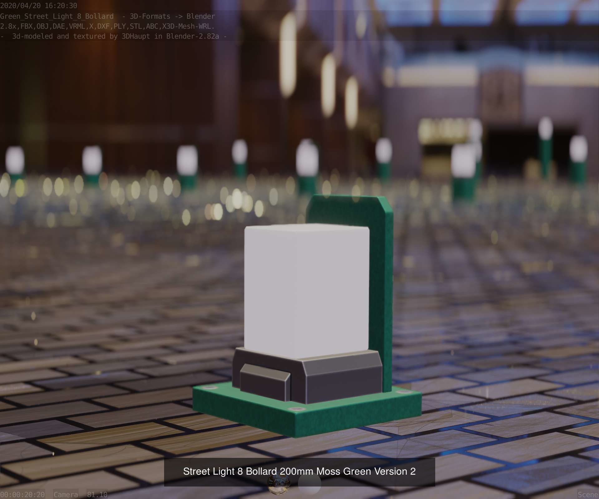 Street Light 8 Bollard All Versions 3D Model Collection_25