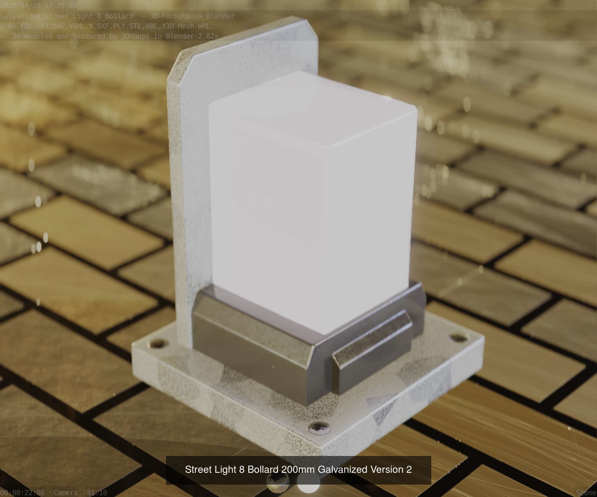 Street Light 8 Bollard All Versions 3D Model Collection_40