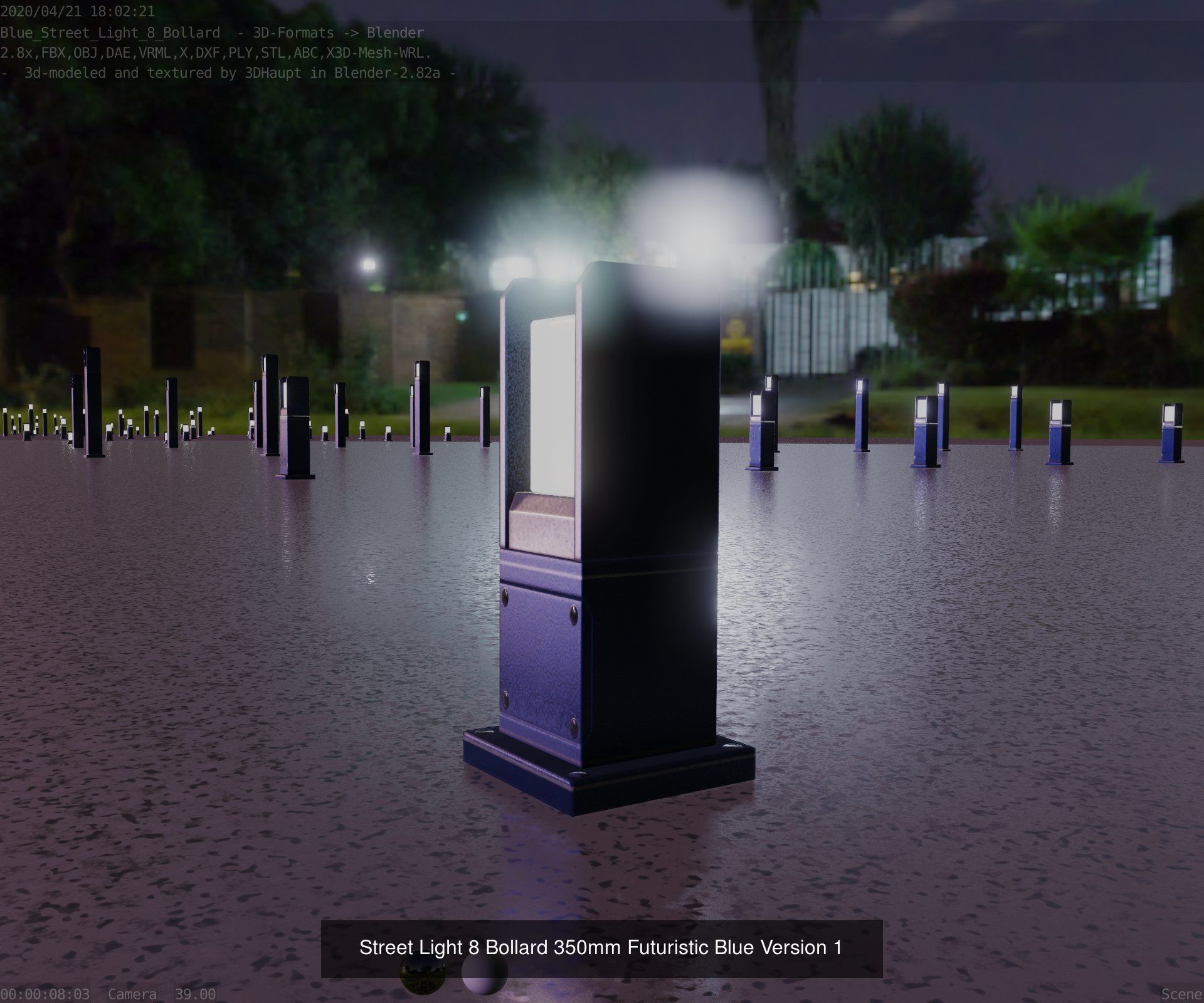Street Light 8 Bollard All Versions 3D Model Collection_66