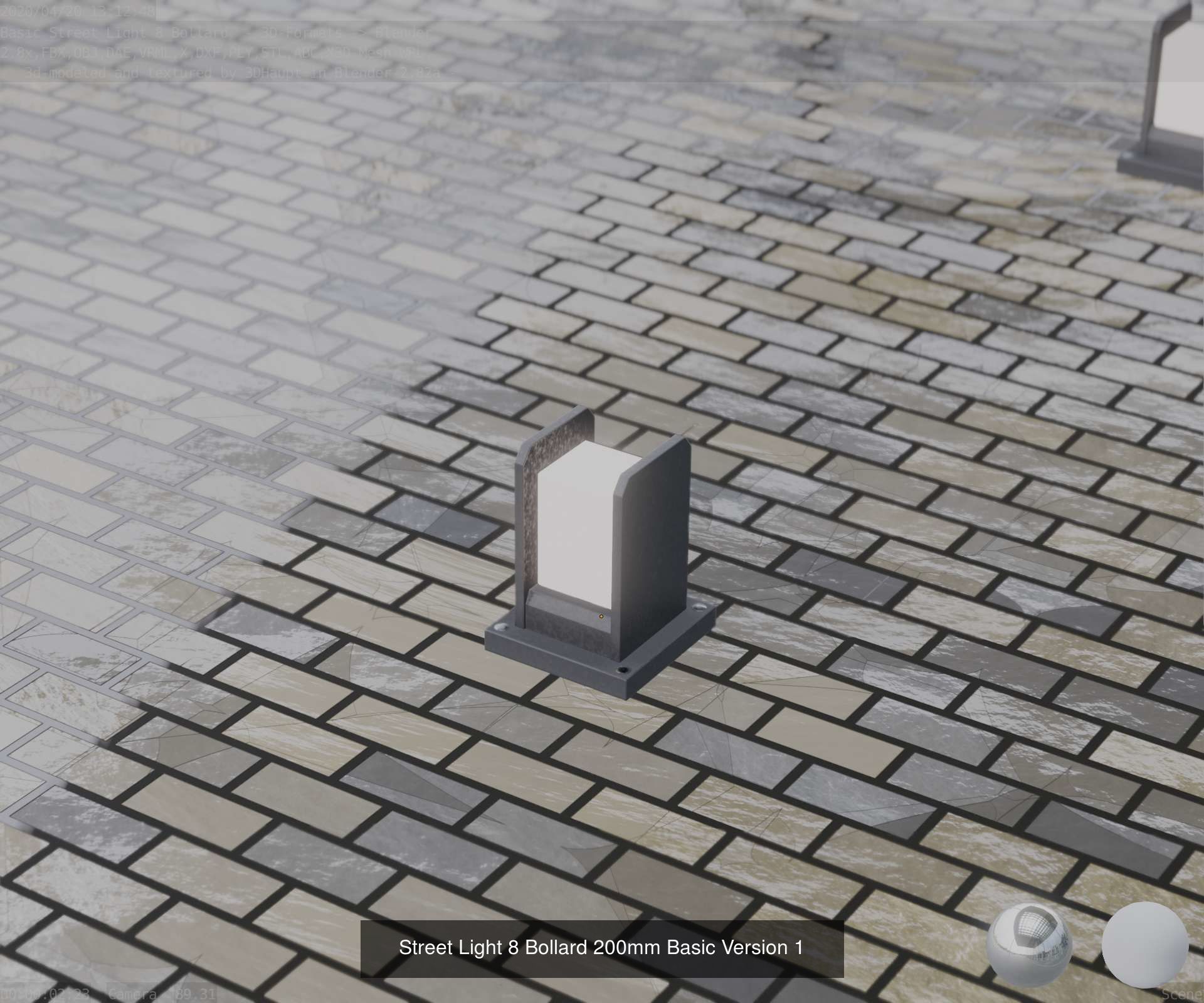 Street Light 8 Bollard All Versions 3D Model Collection_5