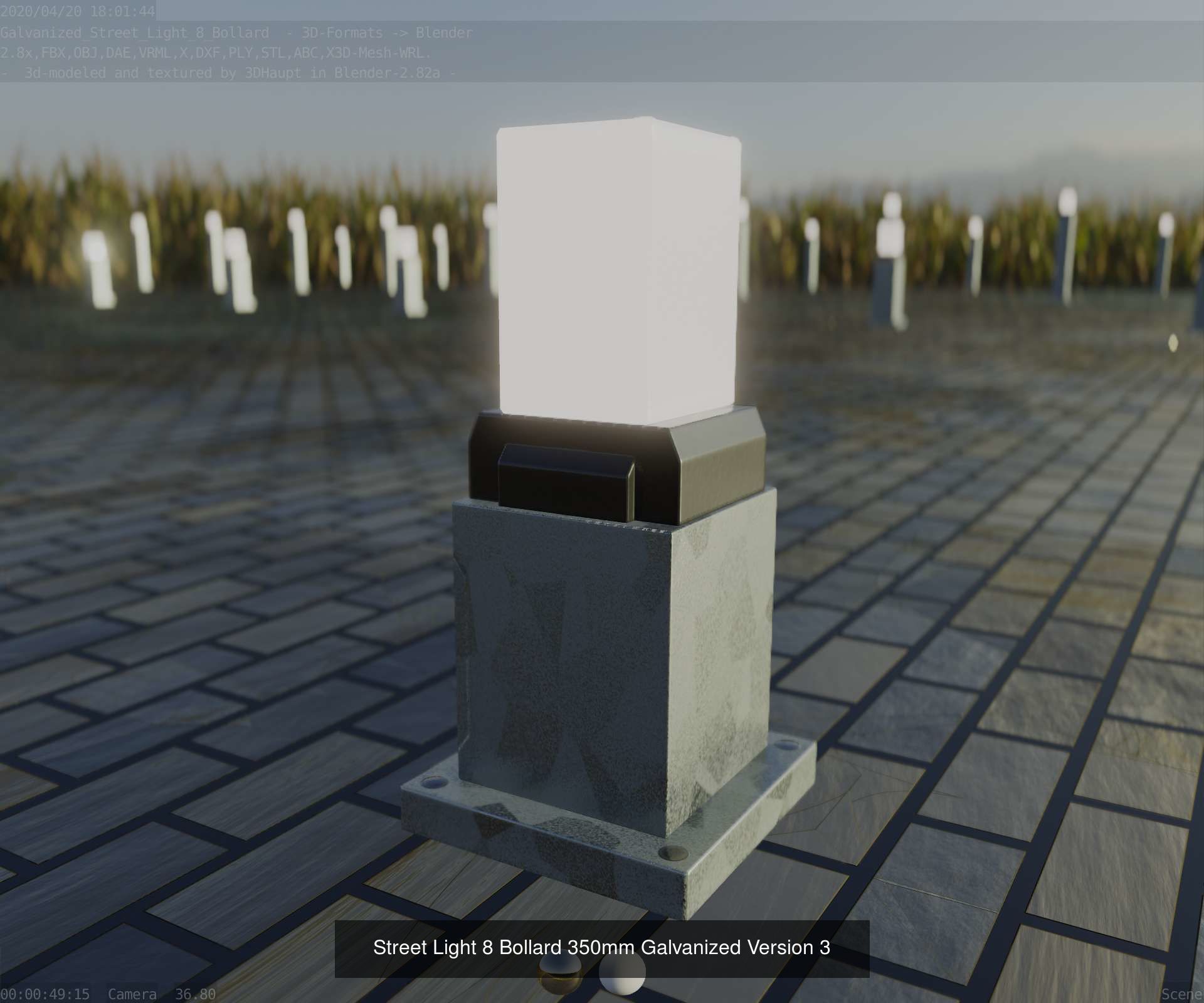 Street Light 8 Bollard All Versions 3D Model Collection_46