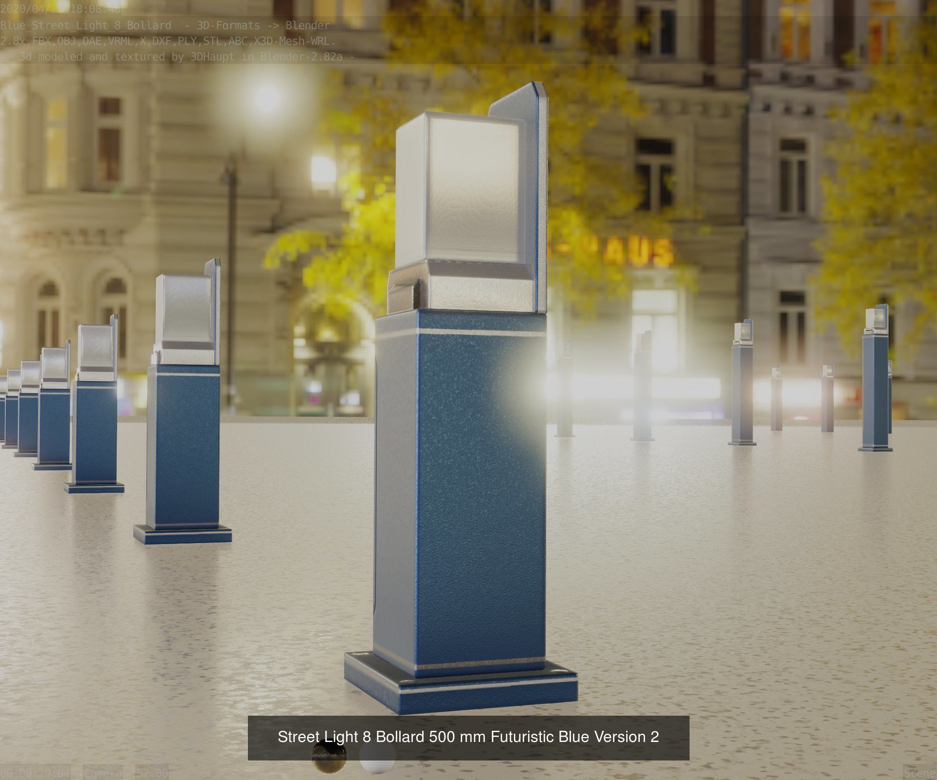 Street Light 8 Bollard All Versions 3D Model Collection_72