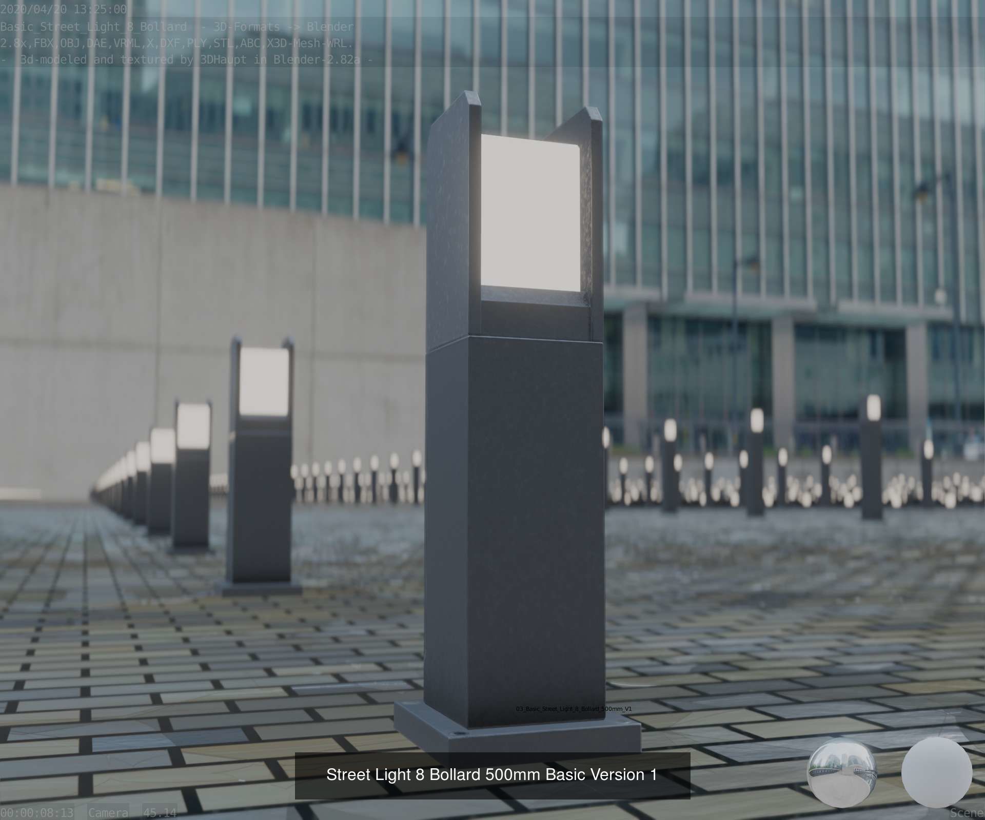 Street Light 8 Bollard All Versions 3D Model Collection_7