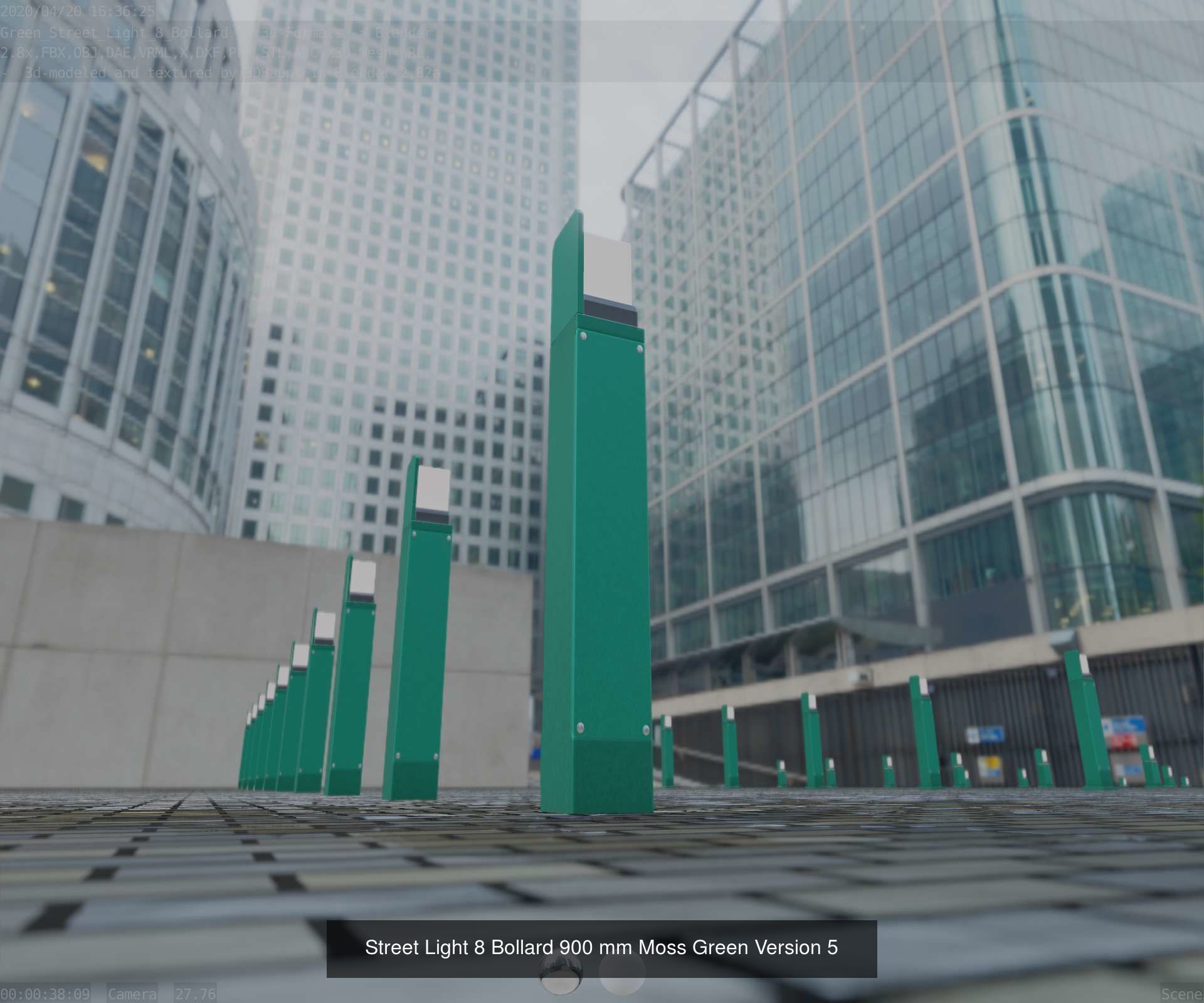 Street Light 8 Bollard All Versions 3D Model Collection_29