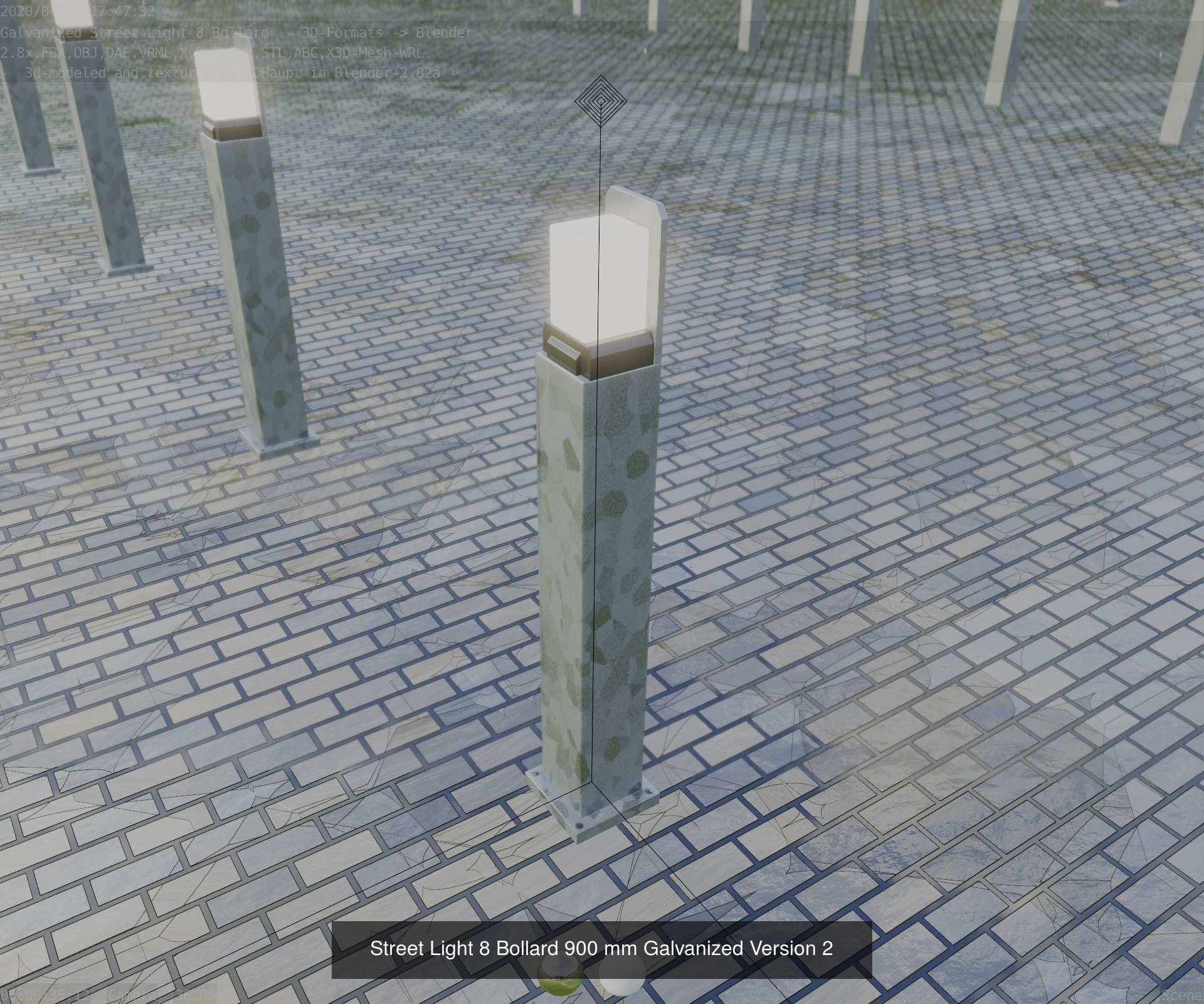 Street Light 8 Bollard All Versions 3D Model Collection_43