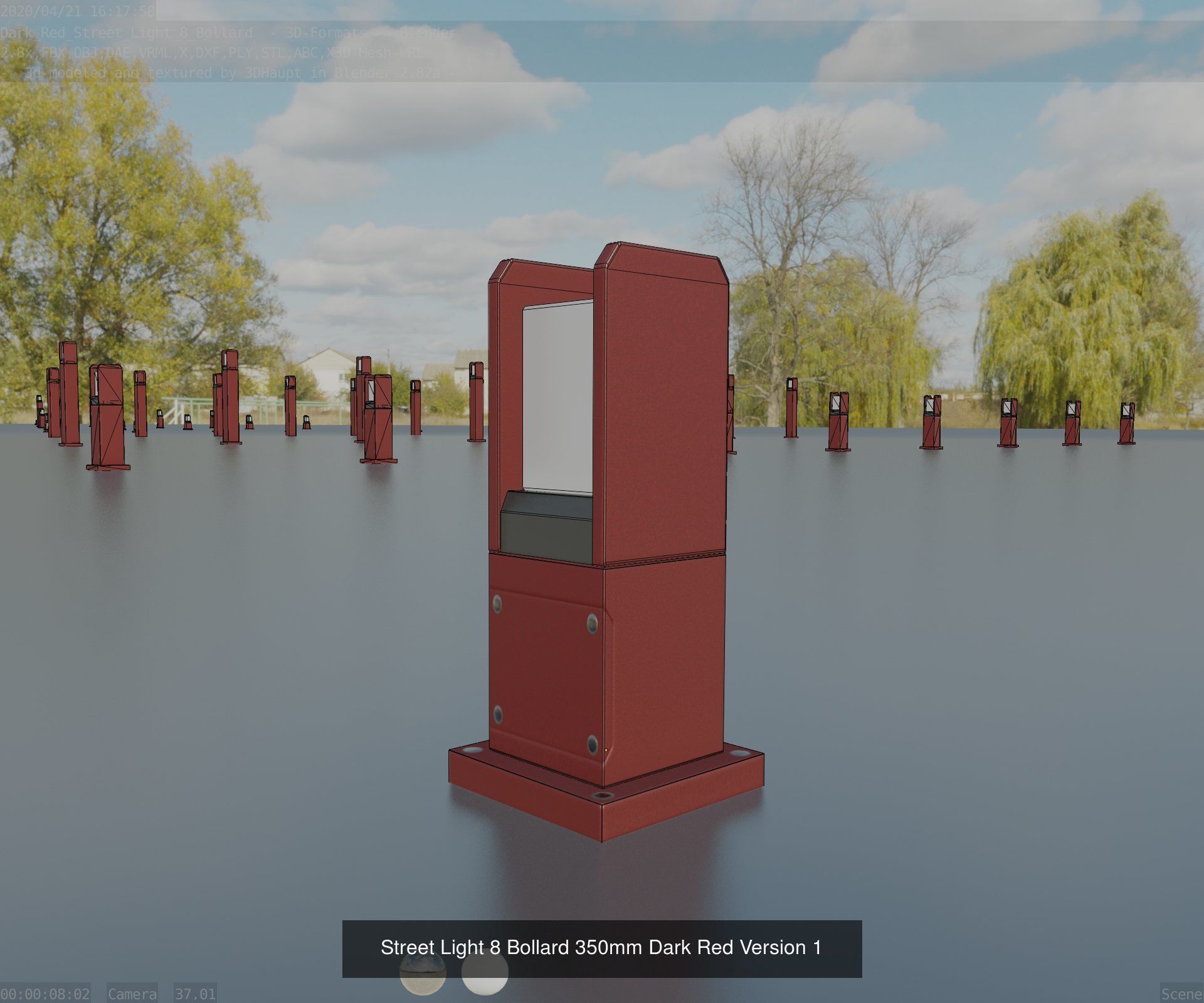 Street Light 8 Bollard All Versions 3D Model Collection_51