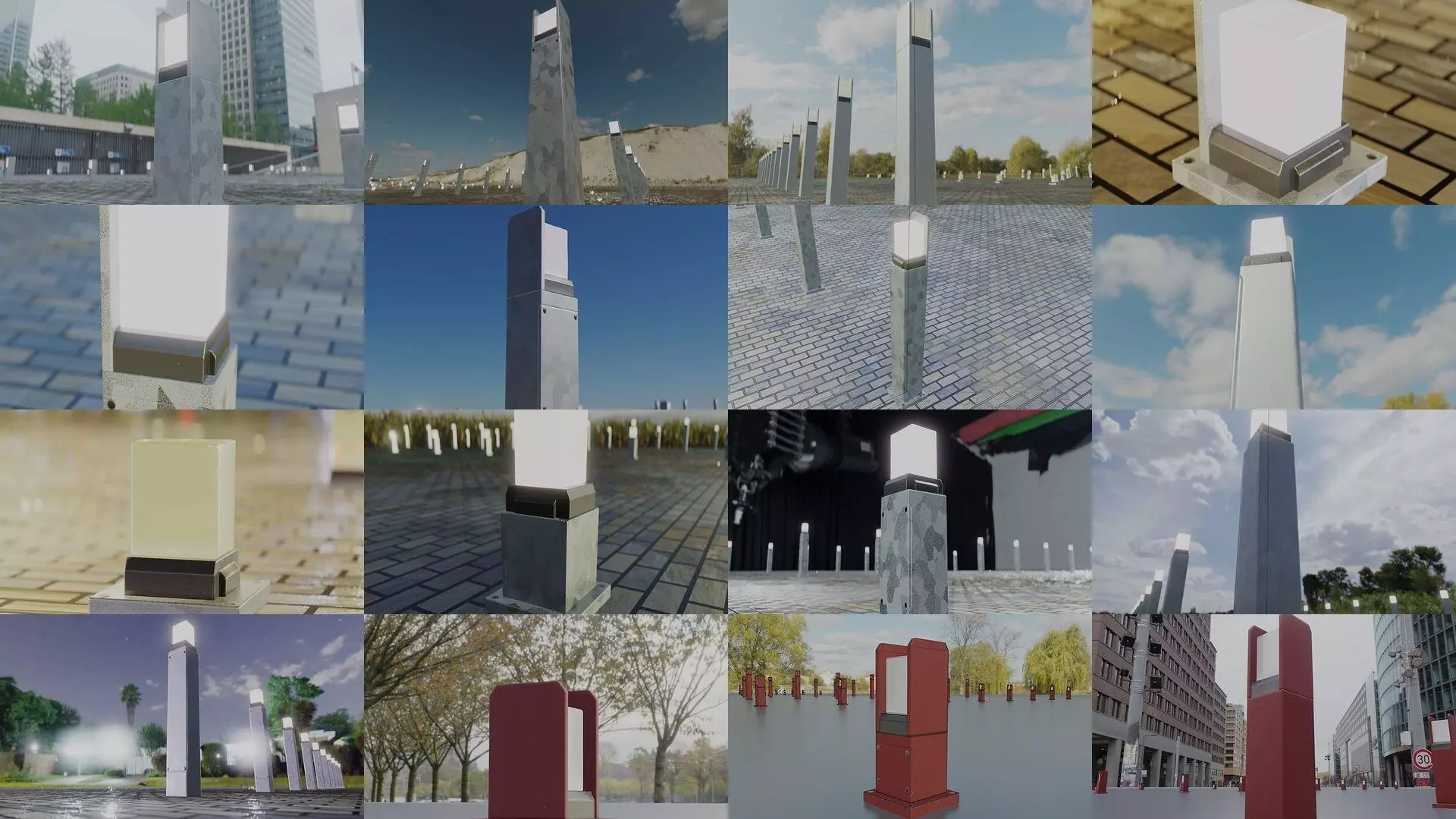 Street Light 8 Bollard All Versions 3D Model Collection_0