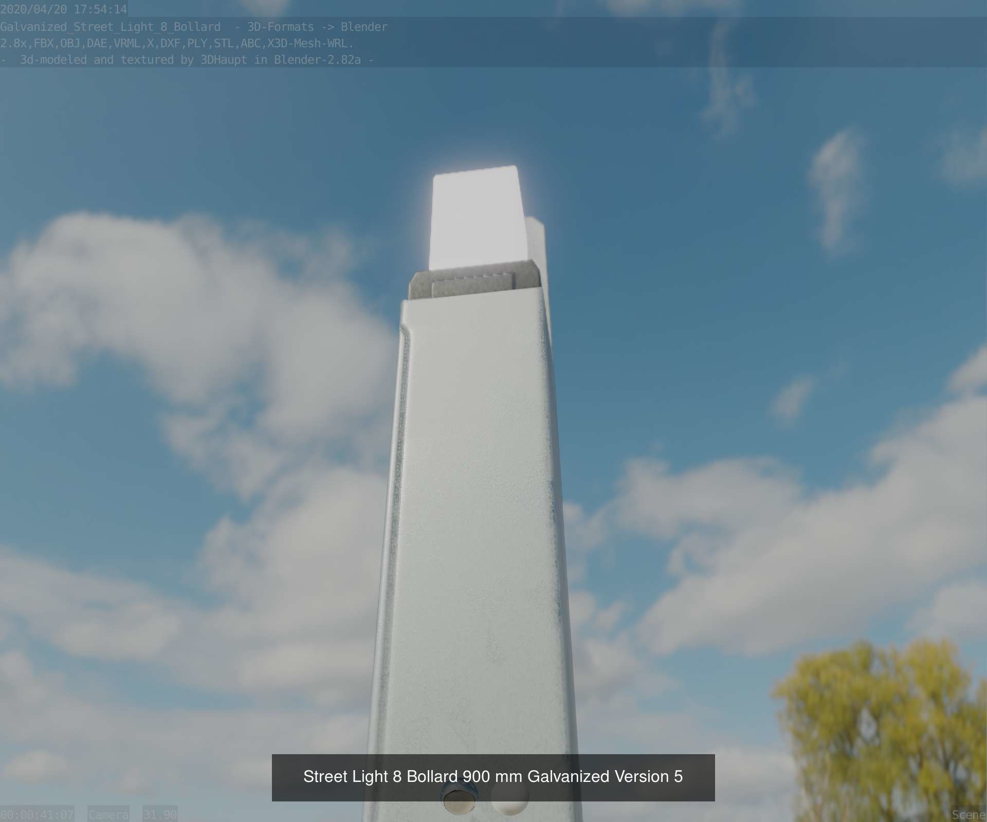 Street Light 8 Bollard All Versions 3D Model Collection_44