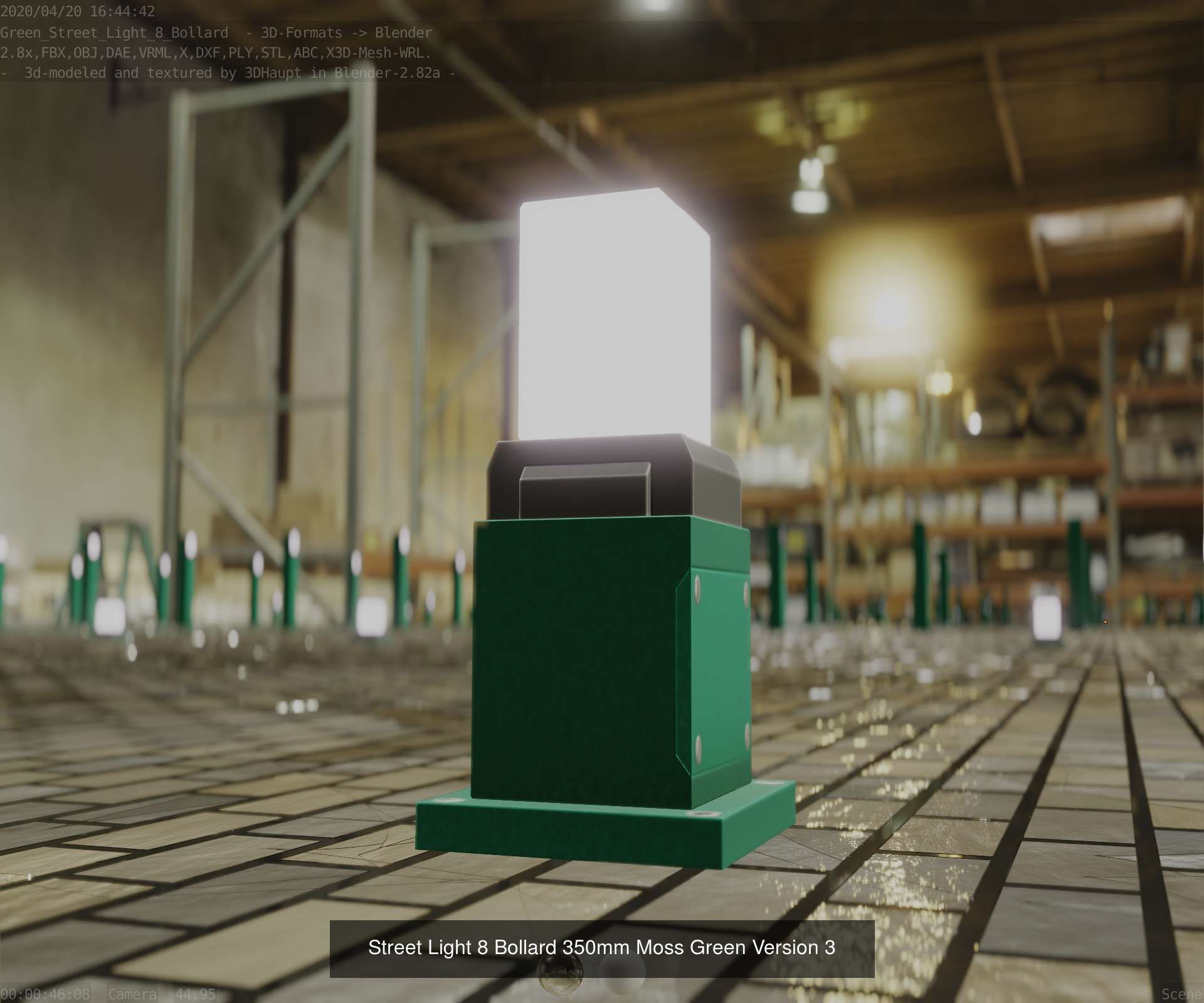 Street Light 8 Bollard All Versions 3D Model Collection_31