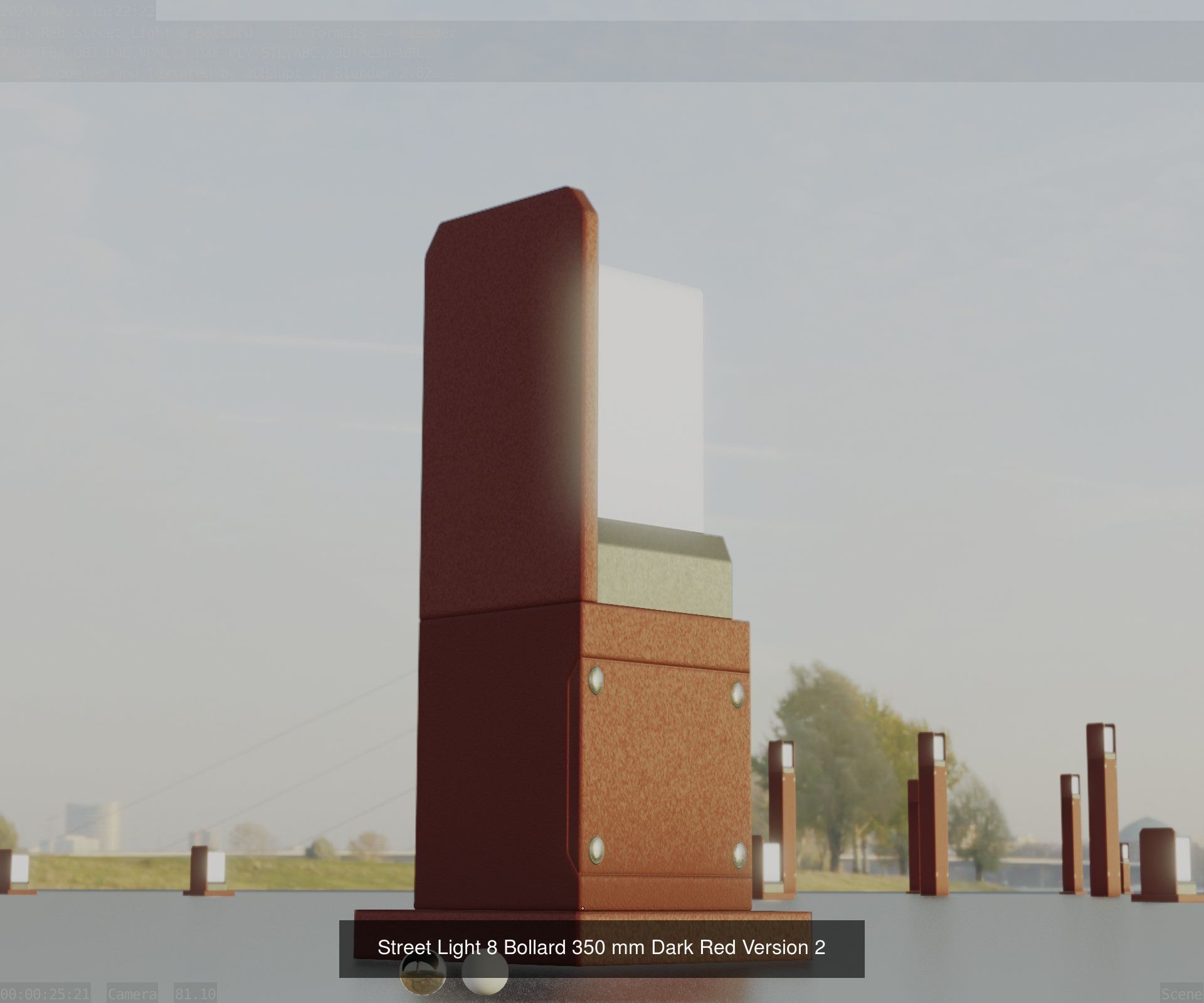 Street Light 8 Bollard All Versions 3D Model Collection_56